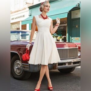 MUXXN Women's 1950s Capshoulder Vintage Wedding Retro Swing Dress